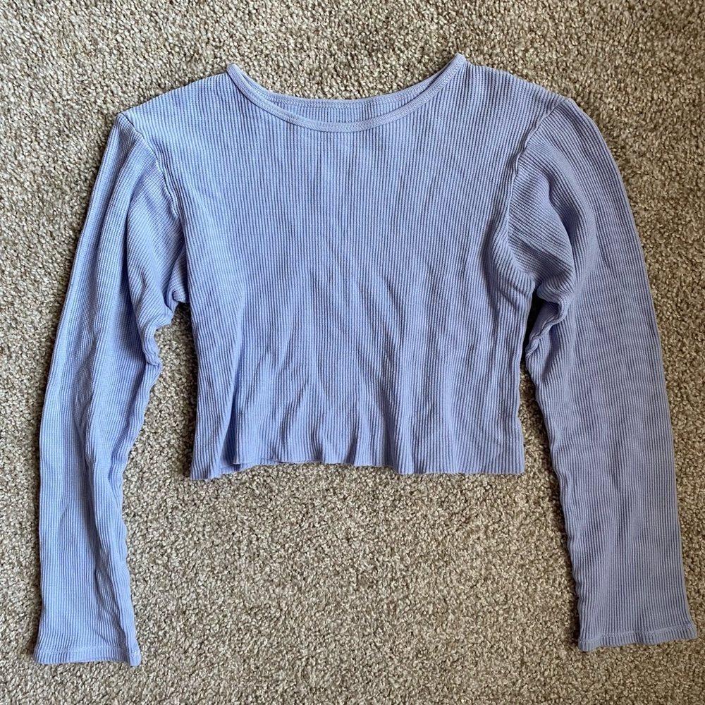 Blue, Brandy Melville, Long-Sleeve, Crop-Top